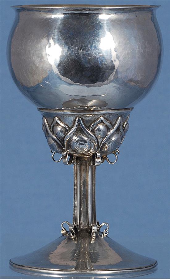A good Edwardian Arts & Crafts silver goblet, by Omar Ramsden & Alwyn Carr, Height 5 ½”/137mm Weight 5.1oz/146grms